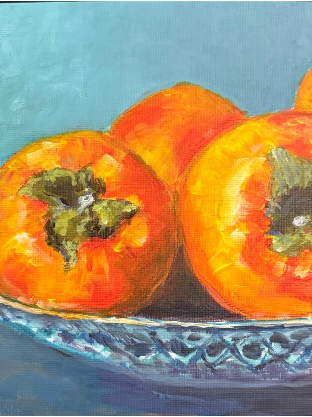 Vibrant Orange Persimmon Still Life Canvas Art - Picture 4 of 6